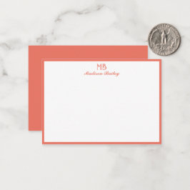 Monogram Decorative Typografie | Korallen Mitteilungskarte