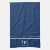 Monogram Decorative Typografie | Navy Blue Geschirrtuch (Vertikal)