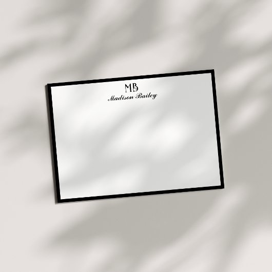 Monogram Decorative Typografie | Schwarz/Weiß Mitteilungskarte