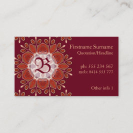Monogram Deep Red Floral Emblem Business Card Visitenkarte