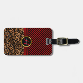 Monogram Deep Red Leopard Animal Print Gepäckanhänger