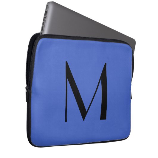 Monogram Deep Royal Black Modern Add Name Initial Laptopschutzhülle (Vorne Rechts)