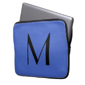Monogram Deep Royal Black Modern Add Name Initial Laptopschutzhülle (Vorderseite Links)