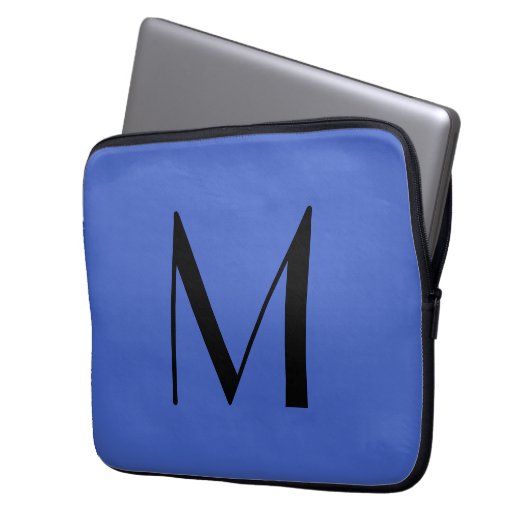 Monogram Deep Royal Black Modern Add Name Initial Laptopschutzhülle (Vorderseite Links)