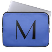 Monogram Deep Royal Black Modern Add Name Initial Laptopschutzhülle (Vorderseite)