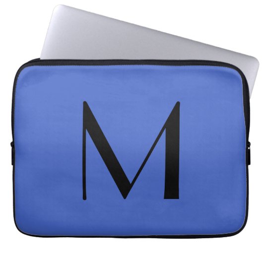Monogram Deep Royal Black Modern Add Name Initial Laptopschutzhülle (Vorderseite)