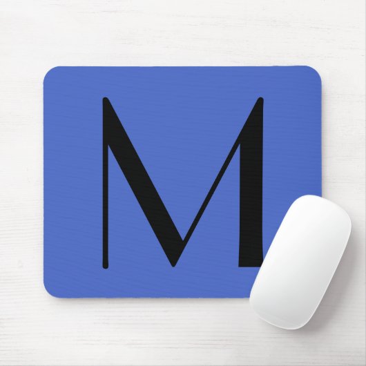 Monogram Deep Royal Black Modern Add Name Initial Mousepad (Mit Mouse)
