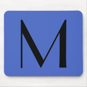 Monogram Deep Royal Black Modern Add Name Initial Mousepad