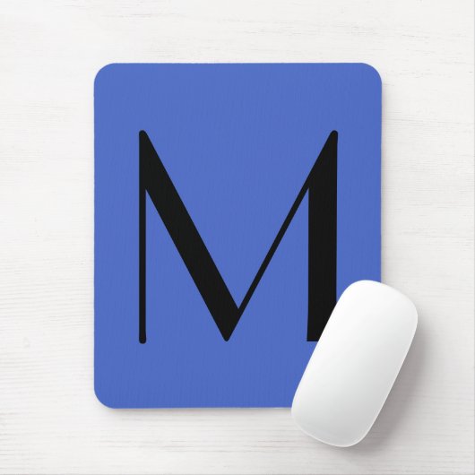 Monogram Deep Royal Black Modern Add Name Initial Mousepad (Mit Mouse)