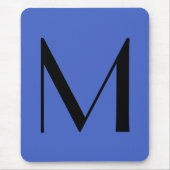 Monogram Deep Royal Black Modern Add Name Initial Mousepad (Vorne)