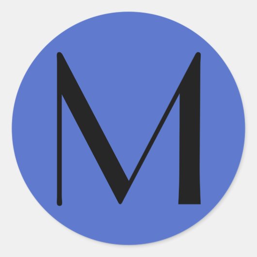 Monogram Deep Royal Black Modern Add Name Initial Runder Aufkleber (Vorderseite)