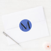 Monogram Deep Royal Black Modern Add Name Initial Runder Aufkleber (Umschlag)