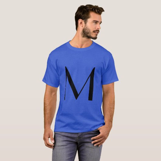 Monogram Deep Royal Black Modern Add Name Initial T-Shirt (Vorne ganz)