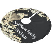 Monogram Deer Doe Gold Blätter Reben Braun Schwarz Polyester Weihnachtsbaumdecke (Schrägansicht)