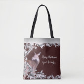 Monogram Deer Dover Silver Blätter Vines Cherry Re Tasche (Vorderseite)
