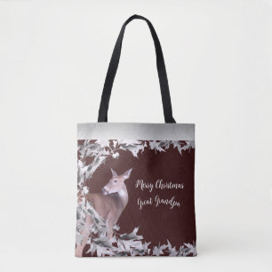 Monogram Deer Dover Silver Blätter Vines Cherry Re Tasche