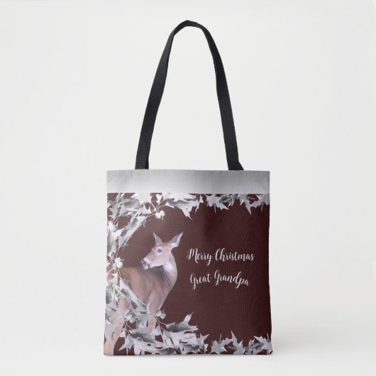 Monogram Deer Dover Silver Blätter Vines Cherry Re Tasche (Vorderseite)
