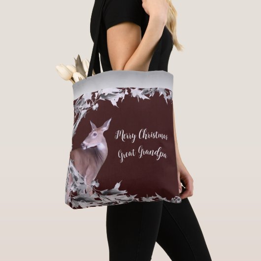 Monogram Deer Dover Silver Blätter Vines Cherry Re Tasche (Von Nahem)