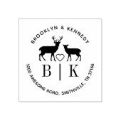 Monogram Deer Wedelname Rücksendeadresse Gummistempel (Prägung)