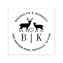 Monogram Deer Wedelname Rücksendeadresse Permastempel