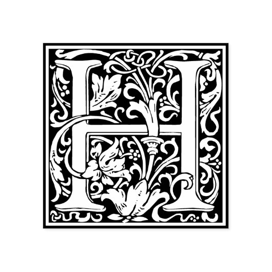 Monogram-Dekorationsbrief H Gummistempel (Prägung)