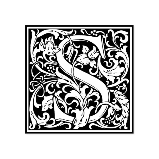 Monogram-Dekorationsbrief S Gummistempel (Prägung)