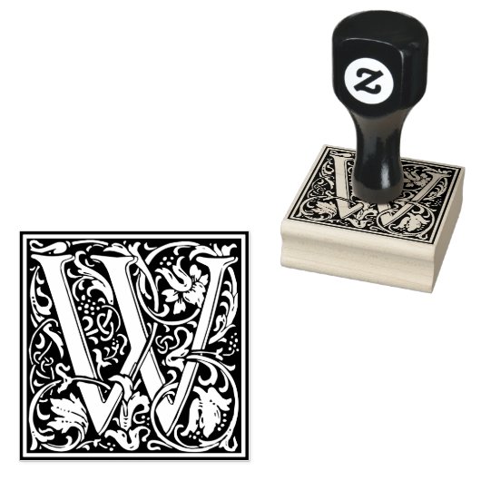 Monogram-Dekorationsbrief W Gummistempel (Stempel)