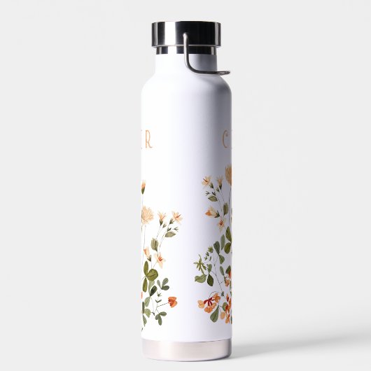 Monogram Delicate Spring Floral Botanical Trinkflasche (Links)