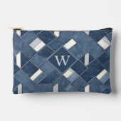 Monogram Denim Blue und White Patchwork Lattice Zubehörtasche (Vorderseite)