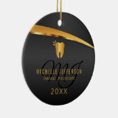 Monogram Dentist 🦷 Office - Black and Gold Keramik Ornament (Rechts)