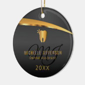Monogram Dentist 🦷 Office - Black and Gold Keramik Ornament (Links)