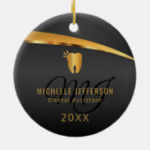 Monogram Dentist 🦷 Office - Black and Gold Keramik Ornament (Hinten)