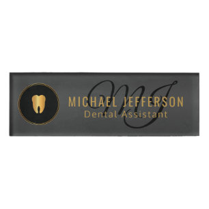 Monogram Dentist Office - Black and Gold Namenschild