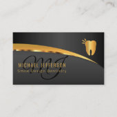 Monogram Dentist Office - Schwarz und Gold Visitenkarte (Vorderseite)