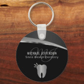 Monogram Dentist Office - Schwarz und Silbergrau Schlüsselanhänger (Vorderseite)