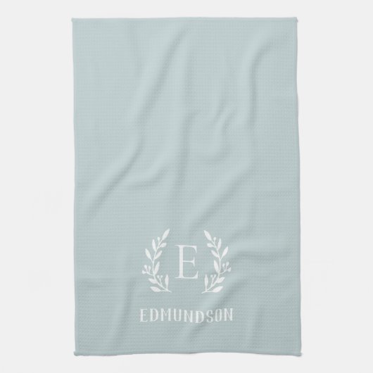 Monogram der blauen Zweigstelle | Editierbare Farb Geschirrtuch (Vertikal)