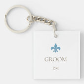 Monogram der Blue Lilie Groom Initials Schlüsselanhänger (Vorderseite)