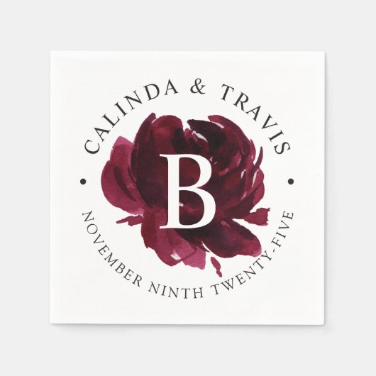 Monogram der Burgundy-Rose Serviette (Vorderseite)