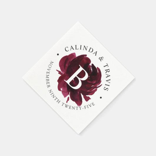 Monogram der Burgundy-Rose Serviette (Ecke)