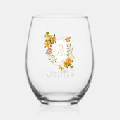 Monogram der Gold Rose Ribbon Chic Weinglas Ohne Stiel (Vorderseite)
