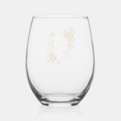 Monogram der Gold Rose Ribbon Chic Weinglas Ohne Stiel (Rückseite)
