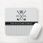 Monogram der Golffamilie Schwarz-weiß Mousepad (Mit Mouse)