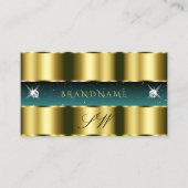 Monogram der Luxury Gold Aquamarin Black Sparkling Visitenkarte (Vorderseite)