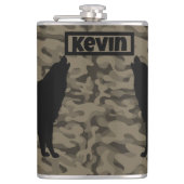 Monogram der modernen braunen Camouflage Black Wol Flachmann (Vorderseite)