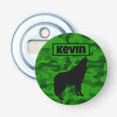 Monogram der modernen grünen Camouflage Black Wolf Flaschenöffner (Vorderseite)