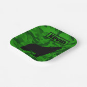 Monogram der modernen grünen Camouflage Black Wolf Pappteller (Gewinkelt)