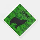 Monogram der modernen grünen Camouflage Black Wolf Serviette (Ecke)