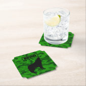 Monogram der modernen grünen Camouflage Black Wolf Untersetzer (Vor Ort)