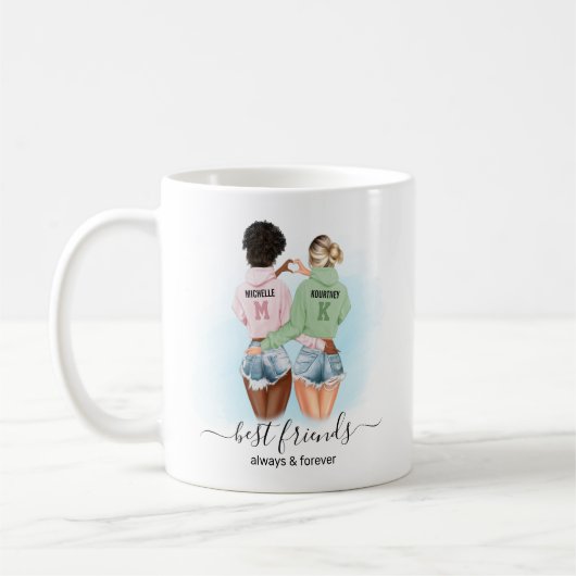 Monogram der niedlich Best Friends BESTE FREUNDIN Kaffeetasse (Links)