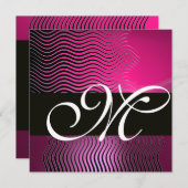 MONOGRAM DER STILWELLEN, rosa, lila Amethyste Einladung (Vorne/Hinten)